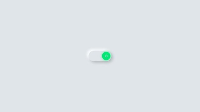 Neumorphic Green Power On/Off Toggle Switch UI Element Design