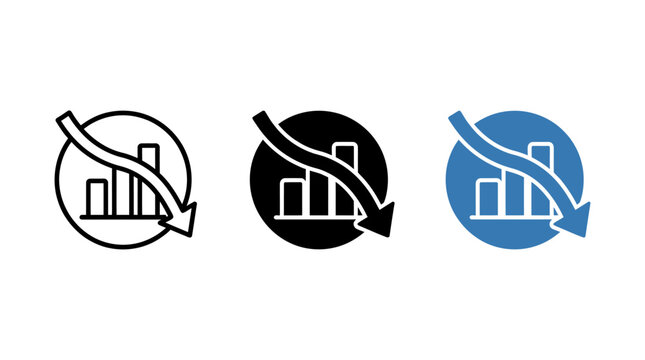 Bar chart icon with downward arrow representing financial loss