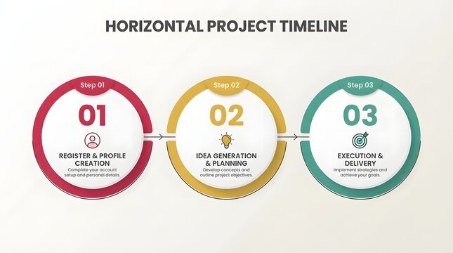 Horizontal Project Timeline and Business Process Infographic