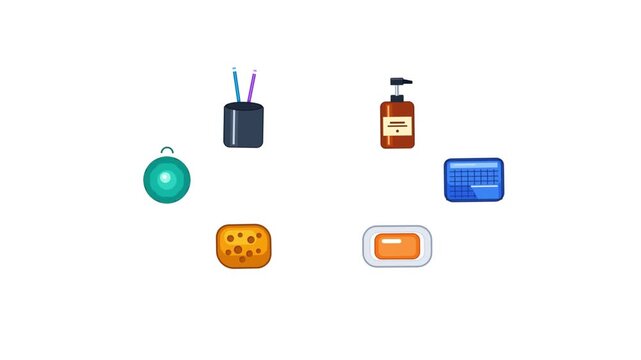 Educational Bathroom Items Arrangement Animation