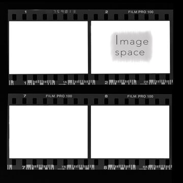 Photographic black and white film negative grid border with image space.