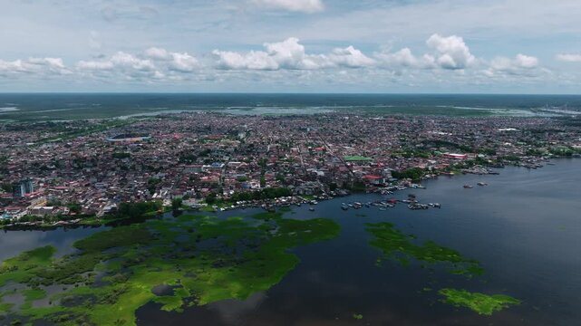 Iquitos City and Tropical Wetlands Peru Aerial View
