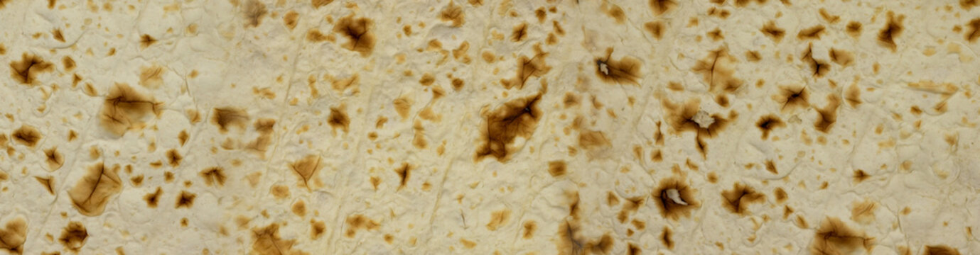 Flatbread on a surface showing texture and baking marks in a natural setting during daylight