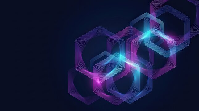 Neon glowing hexagon shapes abstract background