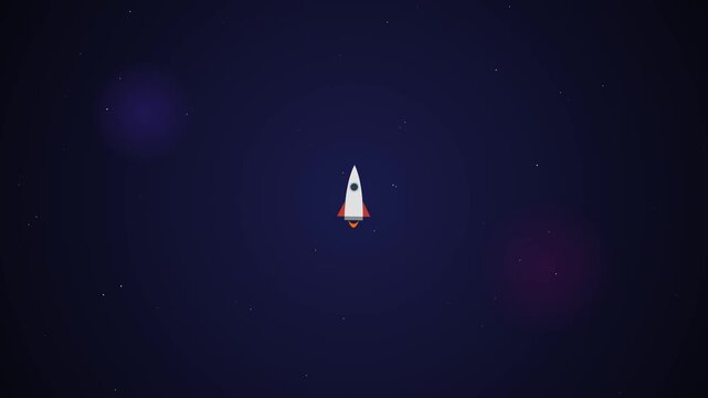 Rocket Launching in Glowing Space Animation