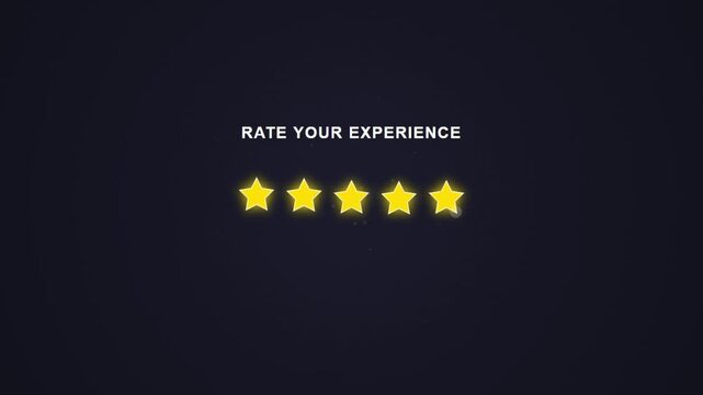 Five Star Customer Rating Experience Evaluation Interface on Dark Background