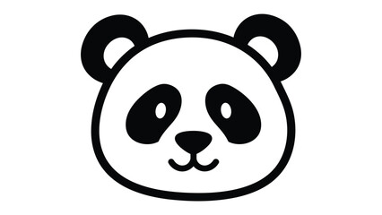 Simple panda bear face outline icon with portrait © Ashik