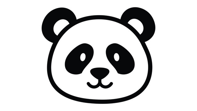 Simple panda bear face outline icon with portrait