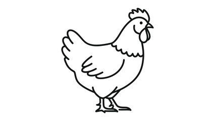 Fototapeta premium Simple line art drawing of a domestic chicken hen