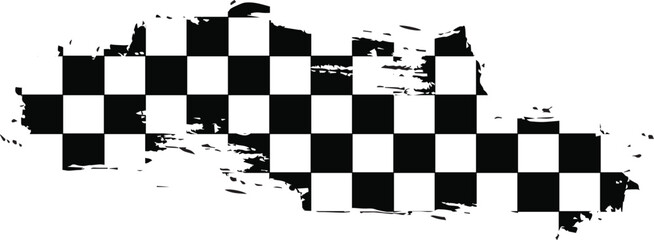 Fototapeta premium stepped grunge checkered racing flag banner black and white race texture isolated on white background eps vector file