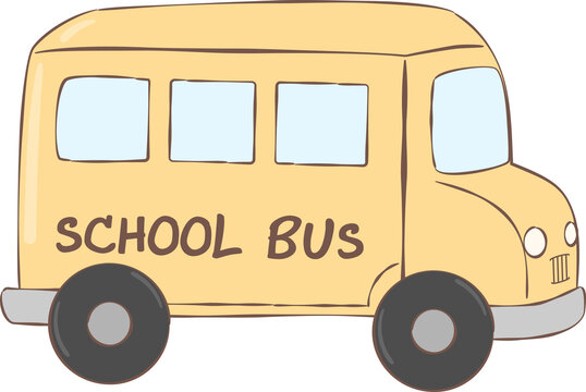 Handdrawn Illustration of a Yellow School Bus