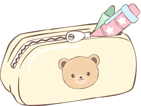 Cute Bear Pencil Case Illustration