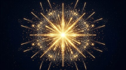 Fototapeta premium Golden Fireworks Explosion with Sparkles and Symmetrical Starburst Background for Celebration