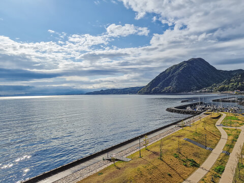 The city of Beppu in Japan, famous for its many hot springs