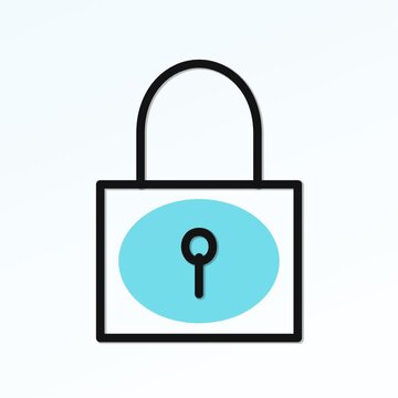Black and cyan hand drawn lock doodle drawing itself on white, sketch animation, square 1:1
