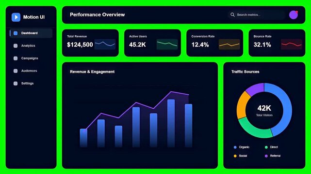 Modern Dark Mode SaaS Dashboard UI Interface Design