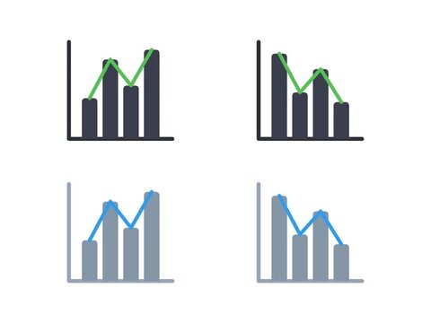 Animated bar and line graphs showing financial market trends and business growth, 4K UHD footage cinematic animation, fit for corporate data dashboard and financial reporting presentations.