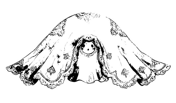 Adorable Shy Ghost Under Lace Cloth Cute Halloween Watercolor Character