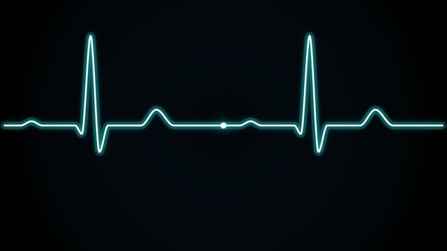 Heartbeat waveform displays rhythmic pulses against a dark gradient background pulse ecg electrocardiogram rhythm cardiac