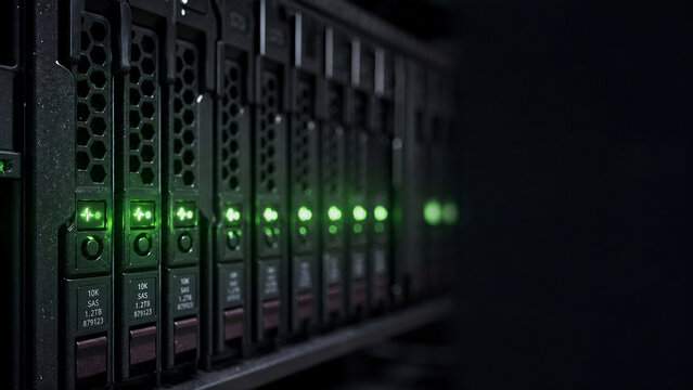 Macro server rack LED status light pattern for 99.999999 percent uptime enterprise banking