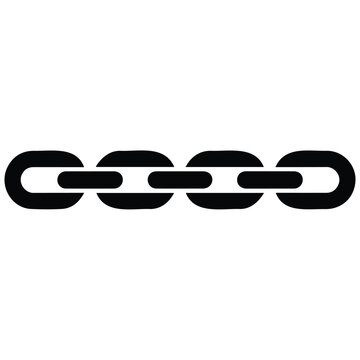 Chain vector silhouette illustration series of interconnected metal links, secure line art.