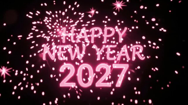 Happy New Year 2027 Blue and Purple Glowing Celebration with Particle Effects &ndash; 4K Video