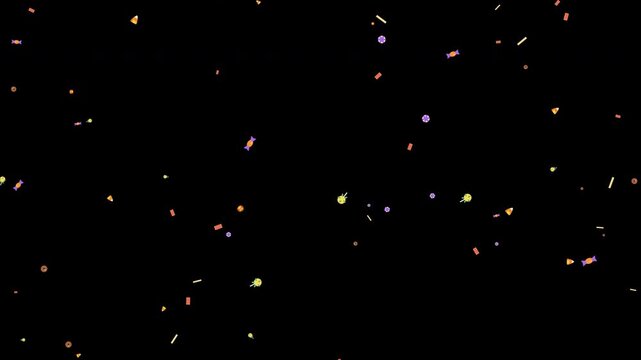 Colorful halloween candy animation loop on black background