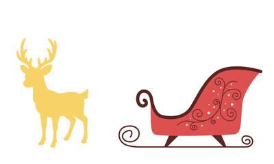 Yellow reindeer silhouette and red sleigh  © Tweentysix