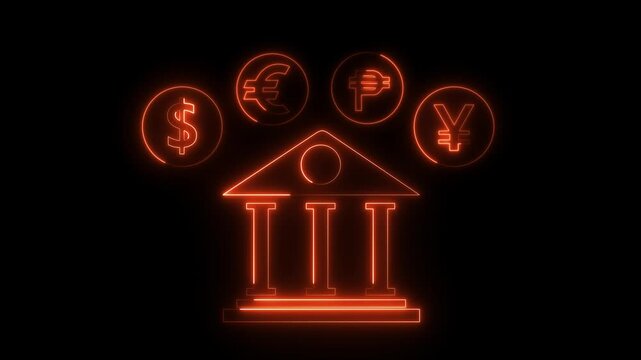 glowing neon currency exchange icon, suitable for financial concepts and currency conversion services. Glowing neon exchange rate icon. Money, Wallet, Currency Exchange, Banking, Finance concept