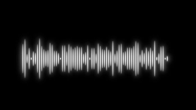abstract white sound frequency motion, digital waveform spectrum animation, smooth audio visualizer pulses, modern equalizer signal lines, music interface graphic, transparent alpha. 4k loop
