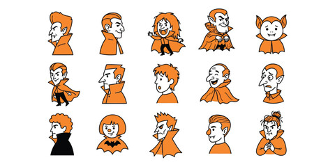 Obraz premium Halloween Vampire Cartoon Character Set