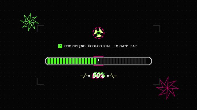 Futuristic loading bar progress indicator with biohazard warning symbol on dark display