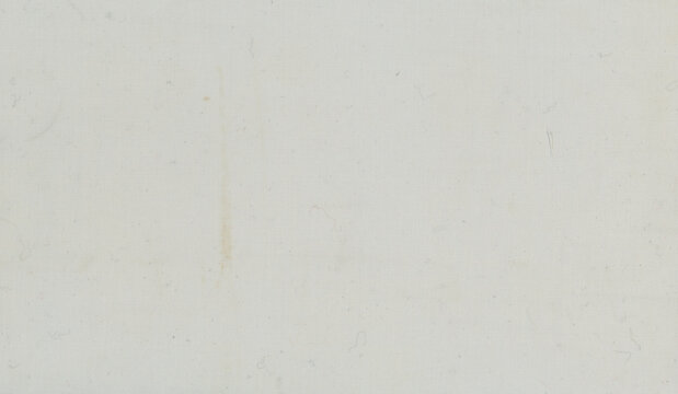 Canvas staining on ivory textured paper with a narrow yellowish mark over a woven grid, a worn drawing sheet background with loose fibers and uneven fabriclike surface impressions