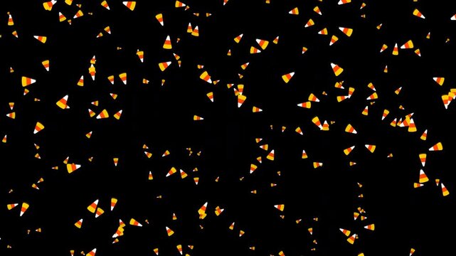 Halloween candy animation loop with falling candy corn