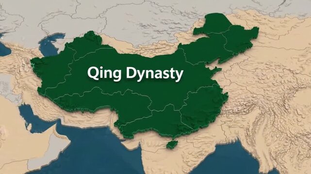 Antique digital map of the qing dynasty era showing historical regions and ancient boundaries