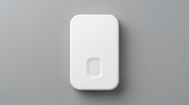 Minimalist White Electronic Access Control Device With Fingerprint Scanner Mounted On A Clean Neutral Gray Wall