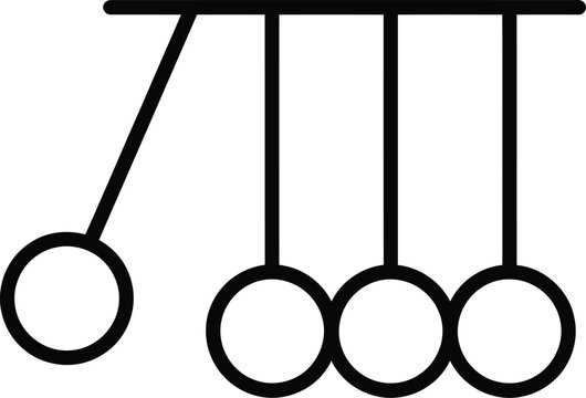 Newton cradle icon representing physics momentum and energy transfer with momentum pendulum experiment movement
