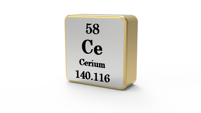 Cerium Periodic Table Element Block on Transparent Background PNG