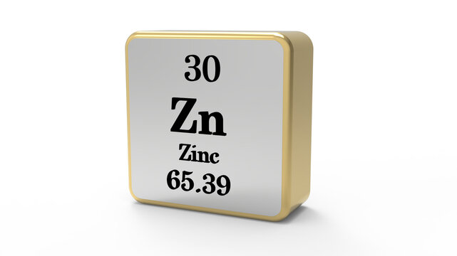 Zinc Periodic Table Element Block on Transparent Background PNG