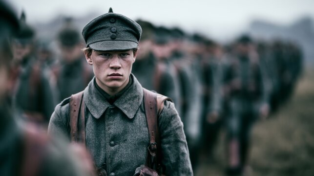 German World War II soldier in formation