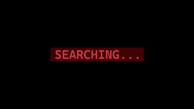 Glowing Digital search hologram icon. Red searching looping and black background. Loop of Internet search engine field, 4k animation.