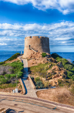 Longonsardo tower, iconic landmark in Santa Teresa Gallura, Sardinia, Italy