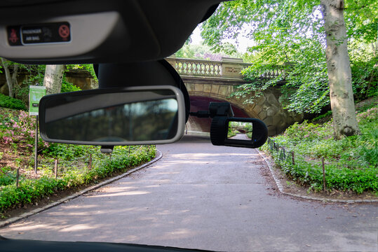 Car camera view of Central Park, Manhattan, New York, USA