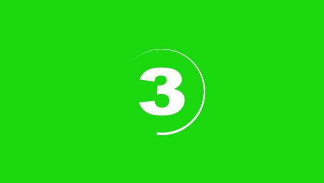 5 4 3 2 1 Countdown Timer with Abstract Rotating Circle Animation, Five Second Digital Countdown on green Background, Cinematic Intro, Film Opening and 4K Motion Graphics