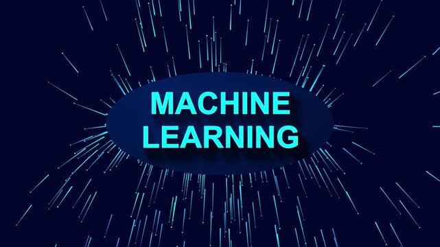 Abstract Artificial Intelligence Network Core with Glowing Light Rays and Particles Spreading Outwards