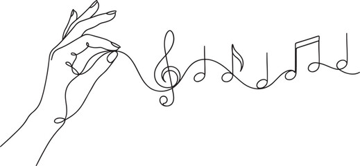 Hand Creating Music Notes Continuous Line Art © SumuStock