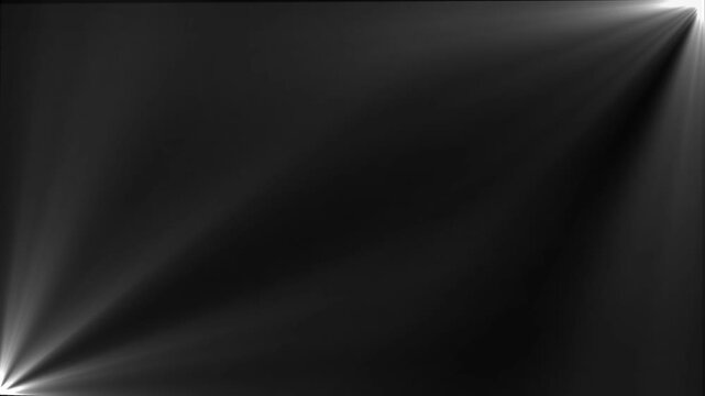 Abstract white light rays shining from corners on dark background