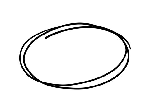 Hand drawn black oval circle frame isolated on white background