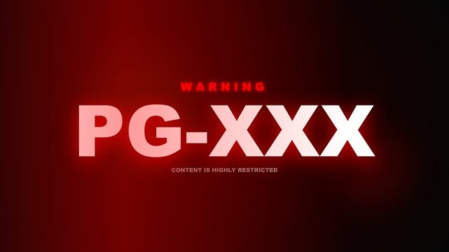 Bold red warning sign with text PG-XXX on a dark gradient background symbolizing restriction and adult content