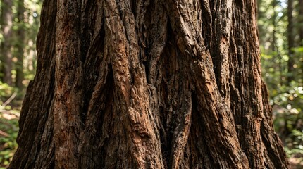 Fototapeta premium Redwood tree bark texture close up in forest